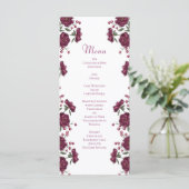 Maroon Rose Wedding Menus Menükarte (Stehend Vorderseite)