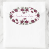 Maroon Rose Wedding Ovaler Aufkleber (Tasche)