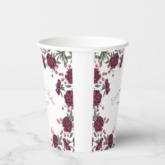 Maroon Rose Wedding Pappbecher (Rechts)