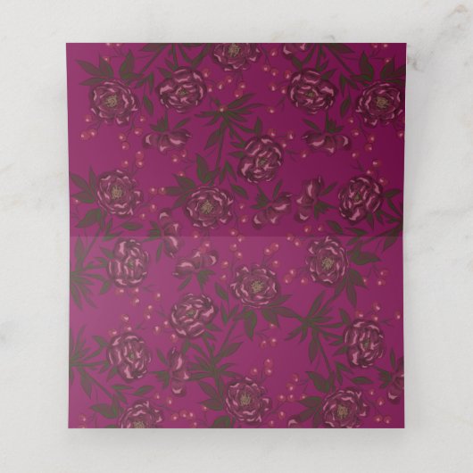 Maroon Rose Wedding Platzkarte (Innenseite Aufgefaltet)
