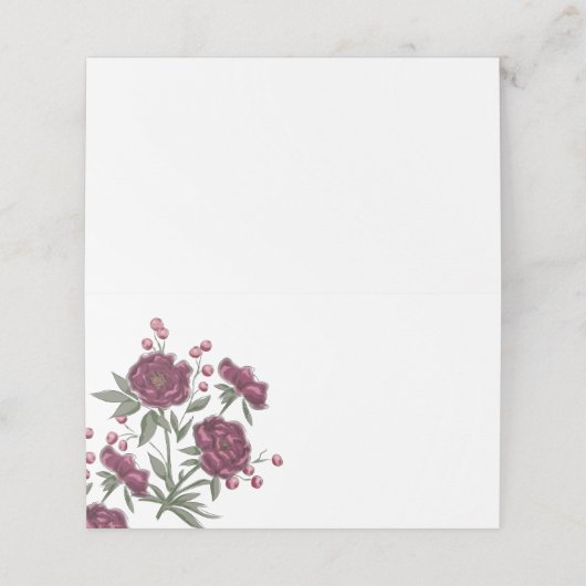 Maroon Rose Wedding Platzkarte (Außenseite Aufgefaltet)