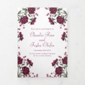 Maroon Rose Wedding Programs Dreifach-gefaltete Programmkarte (Cover)