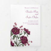 Maroon Rose Wedding Programs Dreifach-gefaltete Programmkarte (Cover)