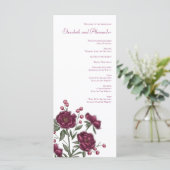 Maroon Rose Wedding Programs Menükarte (Stehend Vorderseite)