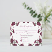 Maroon Rose Wedding RSVP Feiertagspostkarte (Stehend Vorderseite)
