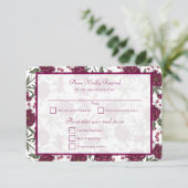 Maroon Rose Wedding RSVP Reply Einladung (Stehend Vorderseite)