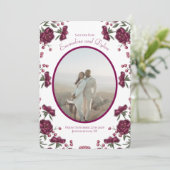 Maroon Rose Wedding Save the Date Einladung (Stehend Vorderseite)