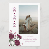 Maroon Rose Wedding Save the Date Einladung (Vorderseite)
