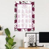 Maroon Rose Wedding Seating Chart Poster (Heimbüro)