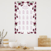 Maroon Rose Wedding Seating Chart Poster (Küche)
