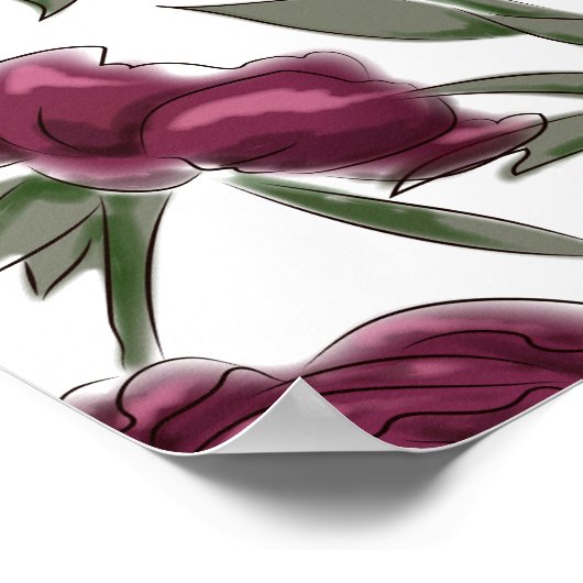 Maroon Rose Wedding Seating Chart Poster (Ecke)