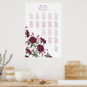 Maroon Rose Wedding Seating Chart Poster (Küche)