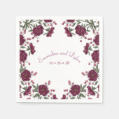 Maroon Rose Wedding Serviette (Vorderseite)