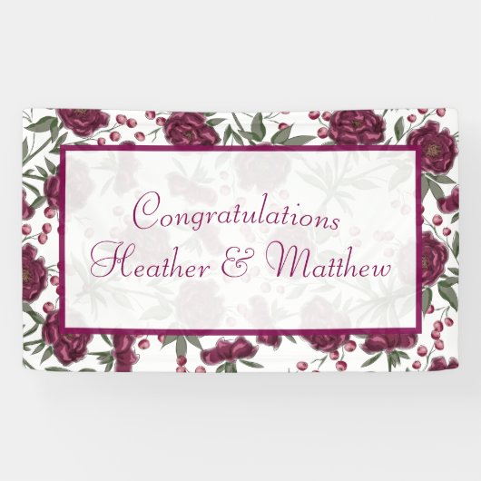 Maroon-Rosen-Hochzeit Banner (Horizontal)