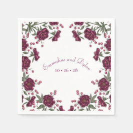 Maroon-Rosen-Hochzeit Serviette