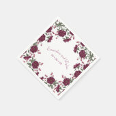 Maroon-Rosen-Hochzeit Serviette (Ecke)