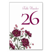 Maroon-Rosen-Hochzeit Tischnummer (Rückseite)