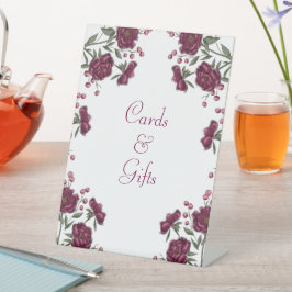Maroon-Rosen-Hochzeitskarten-Geschenkzeichen Sockelschild
