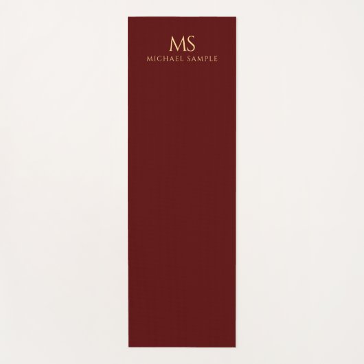 Maroon Rot Gold Name Monogramm Initiale Personalis Yogamatte (Vorderseite)