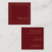 Maroon Rot und Gold Moderne Minimalistisch Quadratische Visitenkarte (Vorne/Hinten)