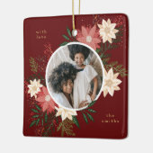 Maroon Round Foto Floral Kids Weihnachten Keramikornament (Links)