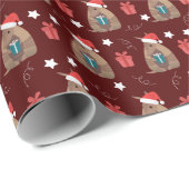 Maroon Santa Armadillo mit Geschenkmuster Geschenkpapier (Rolleneckpunkt)