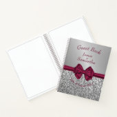 Maroon Satin Bow & Silver - Gästebuch Notizblock (Innenseite)