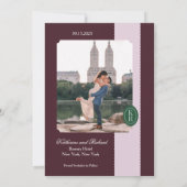 Maroon Scalloped Edge Save the Date Einladung (Rückseite)