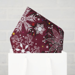 Maroon Schneeflockenmuster Weihnachtsgewebe Seidenpapier