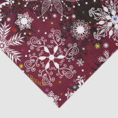 Maroon Schneeflockenmuster Weihnachtsgewebe Seidenpapier (Detail)