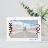 Maroon School Colour Foto Dankeskarte (Stehend Vorderseite)