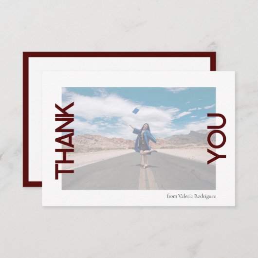 Maroon School Colour Foto Dankeskarte (Vorne/Hinten)