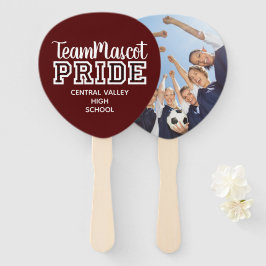 Maroon School Pride Mascot Name Hand Fan Fächer
