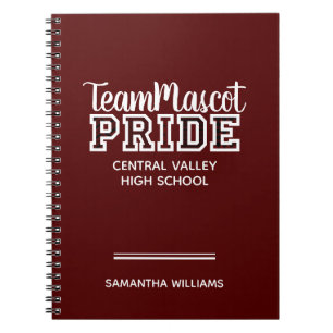 Maroon School Pride Mascot Name Notebook Notizblock