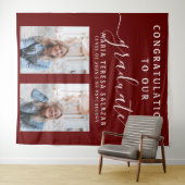 Maroon-Schrift-Kalligrafie Zwei-Foto-Abschluss Wandteppich (Beispiel (Horizontal))
