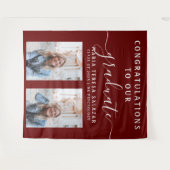 Maroon-Schrift-Kalligrafie Zwei-Foto-Abschluss Wandteppich (Vorderseite (Horizontal))
