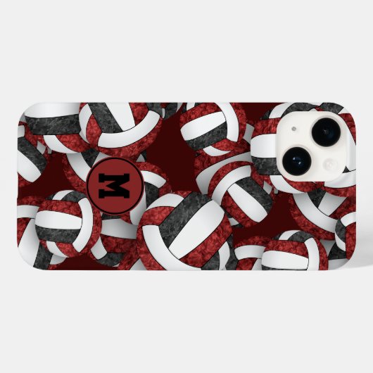 Maroon schwarz gürtelvolleyballs Mustergeschenke Case-Mate iPhone Hülle (Rückseite (Horizontal))