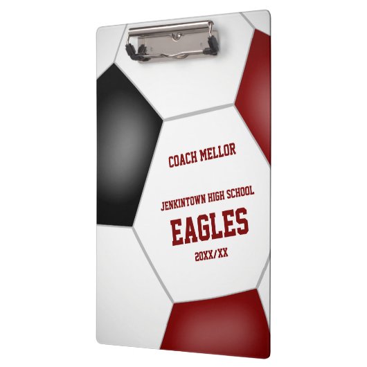 Maroon Schwarz Mannschaftsfarben personalisierter Klemmbrett (Links)