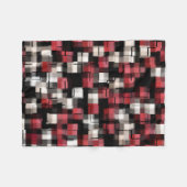 Maroon Schwarz-weiß Abstrakt Kariert Fleecedecke (Vorderseite (Horizontal))