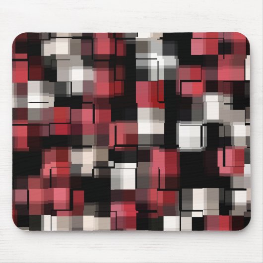 Maroon Schwarz-weiß Abstrakt Kariert Mousepad (Vorne)