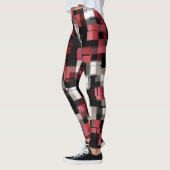 Maroon Schwarz-weiß Kariert Leggings (Links)
