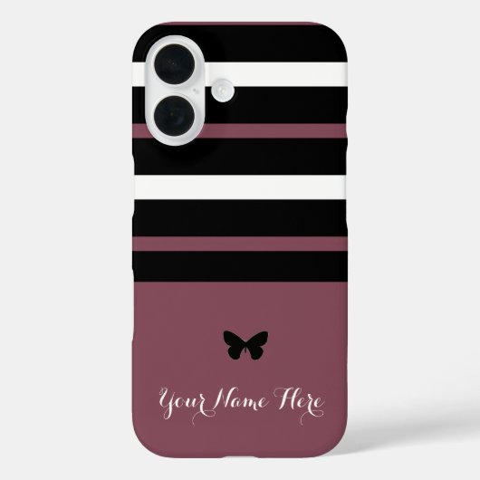 Maroon Schwarz-Weiß-Streifen Case-Mate iPhone Hülle (Rückseite)