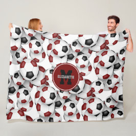 Maroon schwarze Mannschaft Farben Fußball Muster Fleecedecke