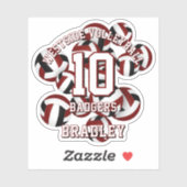 Maroon schwarze Mannschaft Farben Volleyballs Kind Aufkleber (Blatt)