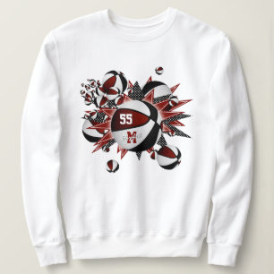 Maroon schwarze Mannschaft farbenfrohe Basketballs Sweatshirt