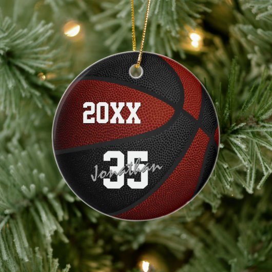 Maroon schwarze Mannschaft färbt Keepake Basketbal Keramik Ornament (Baum)
