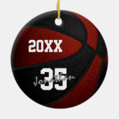 Maroon schwarze Mannschaft färbt Keepake Basketbal Keramik Ornament (Hinten)