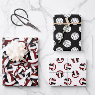 Maroon schwarze Mannschaftsfarben koordinieren Vol Geschenkpapier Set