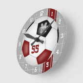 Maroon schwarze Mannschaftsfarben Varianzstreifen Runde Wanduhr (Winkel)