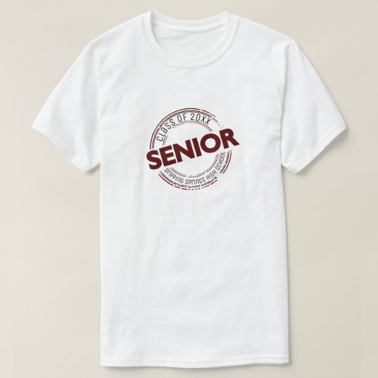 Maroon Senior Class of Distressed Abzeichen T-Shirt (Design vorne)